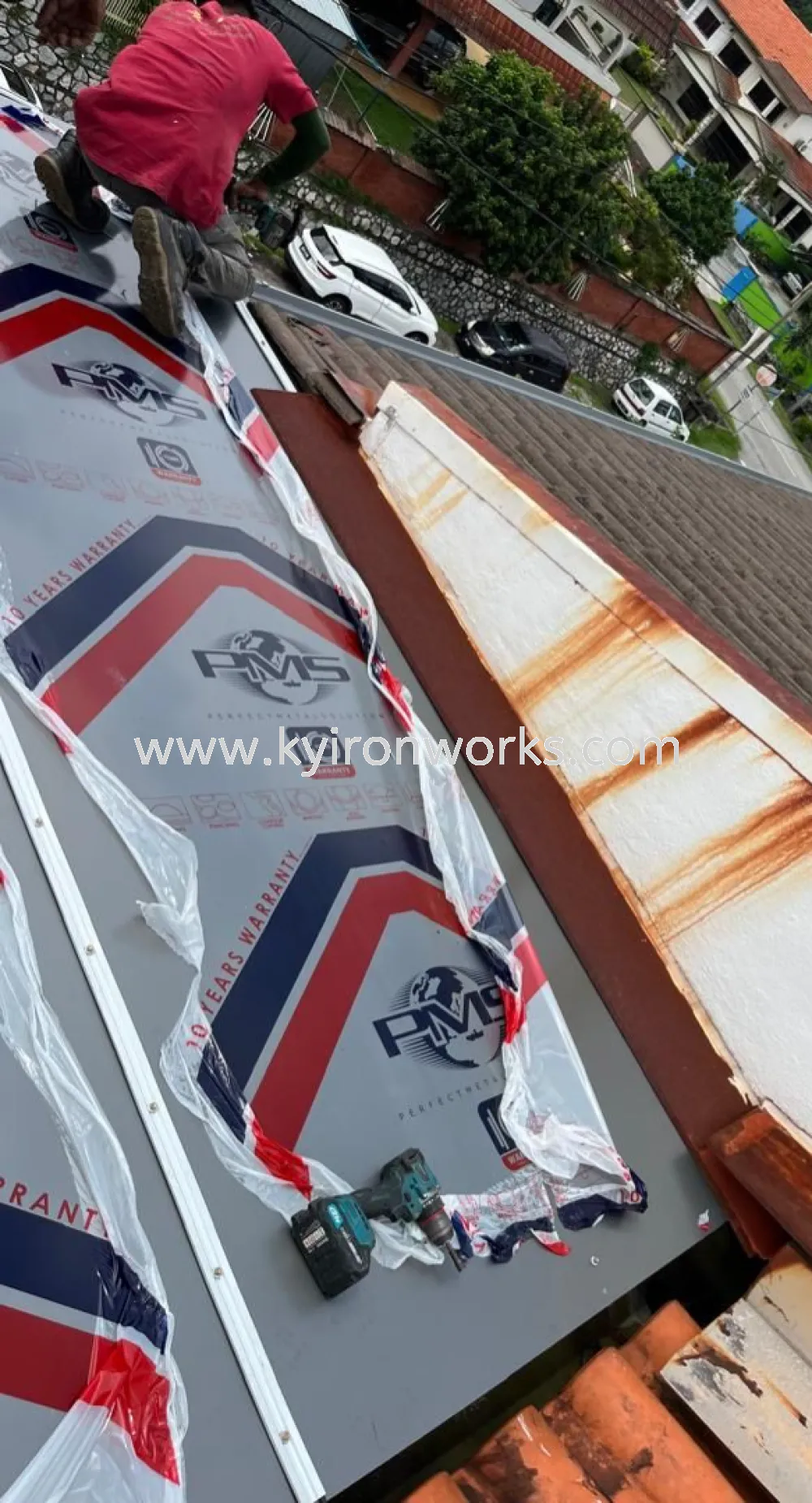 Mild Steel Aluminium Composite Panel (ACP 4mm) Pergola Roof Awning - Frame Ms 1 1/2x3 / 2x4(1.6mm) Hollow, Bean Ms 2x5(1.9/2.3mm) Hollow,Pillar 4x4(1.9mm)Hollow