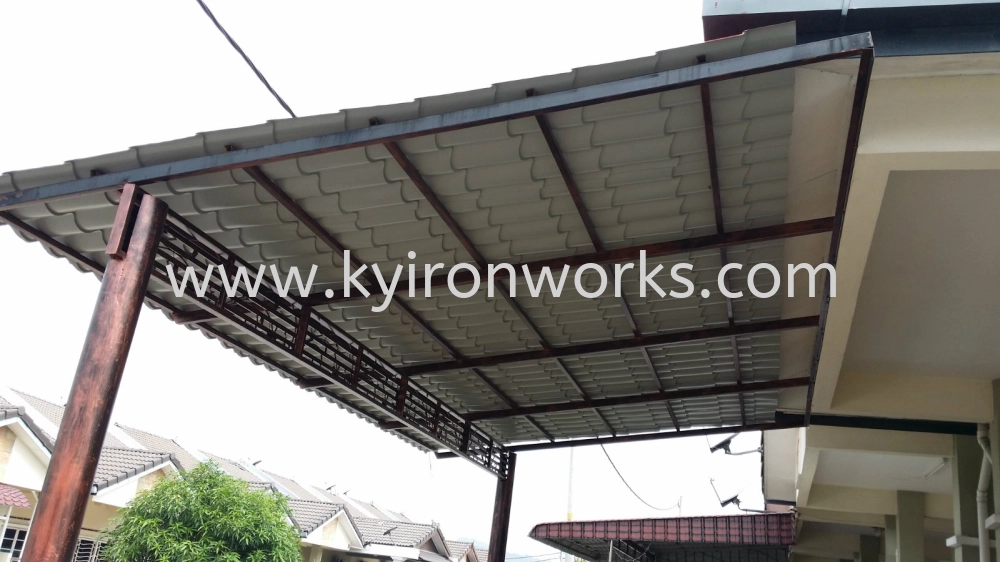 Mild Steel G28(0.35mm)Metal Deck Awning- Frame & Bean Ms 1x2(1.0),Ms 1X1(1.0)Hollow Pillar Ms 4x4(1.6)Hollow 