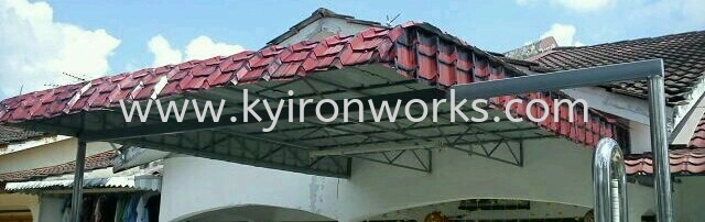 Mild Steel G28(0.35mm)Metal Ajiyar Awning- Frame Ms 1x1(1.0),Ms 1/2 X1/2(1.0)Hollow ,Bean Ms 2x4(1.6)Hollow ,Pillar S.S 3 Inchi Round Hollow 