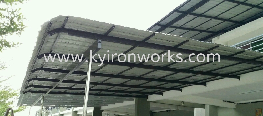 Mild Steel G28(0.35mm)Metal Ajiyar Awning- Frame Ms 1 1/2x3(1.6)Hollow ,Ms 1x1(1.0) & Ms 1 1/2x 1 1/2(1.2) Hollow ,Bean Ms 2x4(1.6)Hollow ,Pillar S.S 2 Inchi Round Hollow 