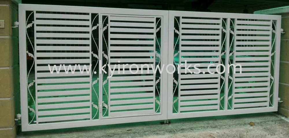 Mild Steel Main Gate -Frame Ms 1 1/2x3(1.6)Hollow ,Ms 1x2(1.0)Hollow with Wrought iron Flower (Folding/Swing)