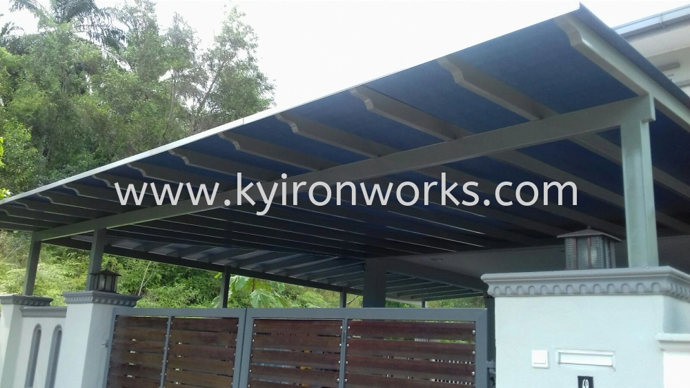 Mild Steel Polycarbonate Grey Colour(3mm-Solid)Pergola Roof Awning -Frame Ms 1 1/2x3(1.6) or Ms 2x4(1.6) Hollow ,Bean 2x5(1.9) Hollow, Pillar Ms 4x4(1.9)Hollow