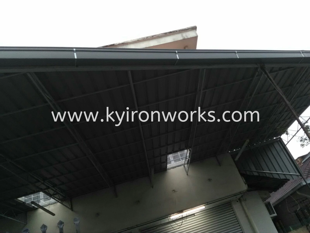 Mild Steel G28(0.35mm)Metal Deck & Poly Glass (1.0mm)Awning With PVC Gutter- Frame Ms 1 1/2x3(1.6),Ms 1X1(1.0)Hollow ,Bean Ms 2x4(1.6)Hollow ,Pillar Ms 4x4(1.6)Hollow 