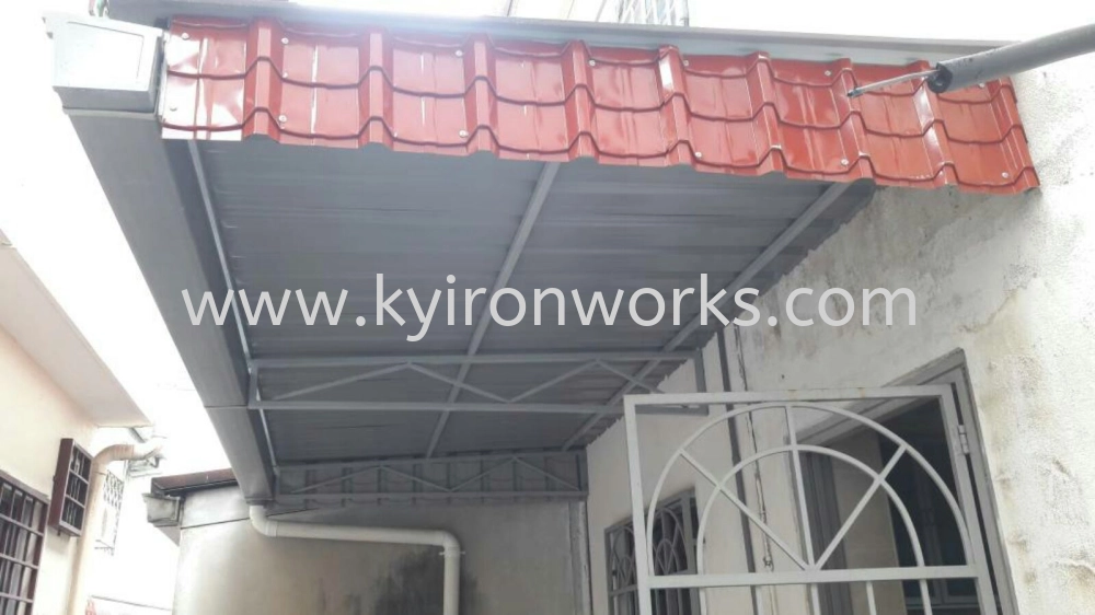 Mild Steel G28(0.35mm)Metal Deck Awning- Frame&Bean Ms 1x1(1.0),Ms 1/2x1/2(1.0)Hollow with PVC Gutter 