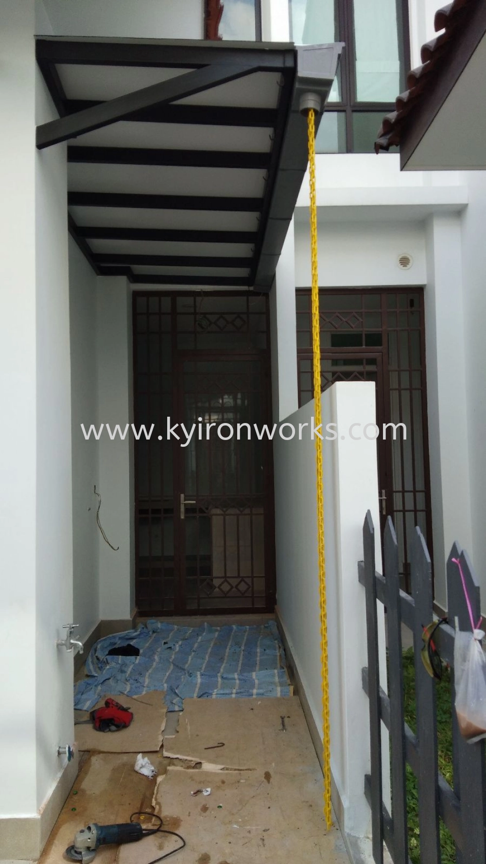 Mild Steel Aluminium Composite Panel (ACP 4mm)Pergola Roof Awning -Frame & Bean Ms 1 1/2x3(1.6) or Ms 2x4(1.6) Hollow with PVC Gutter 