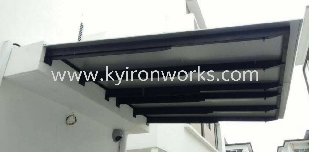 Mild Steel Aluminium Composite Panel (ACP 4mm)Pergola Roof Awning -Frame Ms 1 1/2x3(1.6) ,Ms 1 1/2x1/8 Flat Bar , Ms 1 1/2x 1 1/2(1.2)Hollow with Flat Bar Bracket 