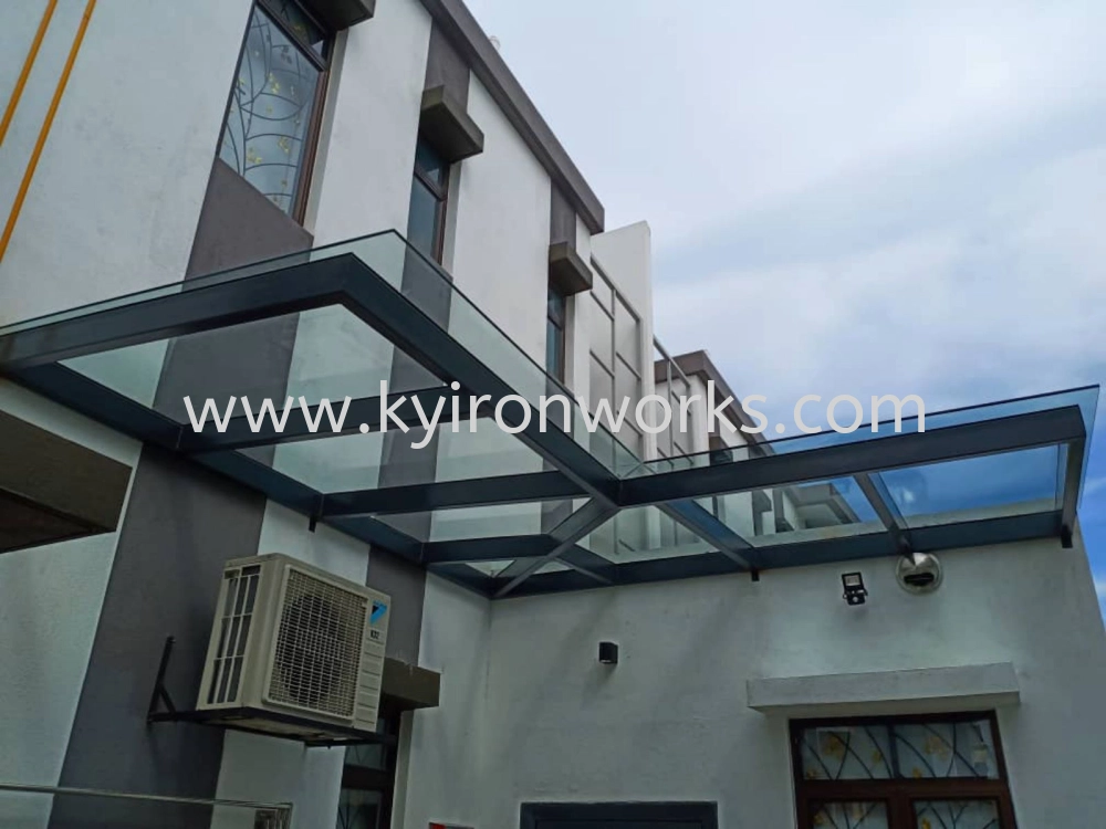 Mild Steel Laminate Glass(10mm)Awning-Frame & Bean Ms 2x4(1.9)Hollow