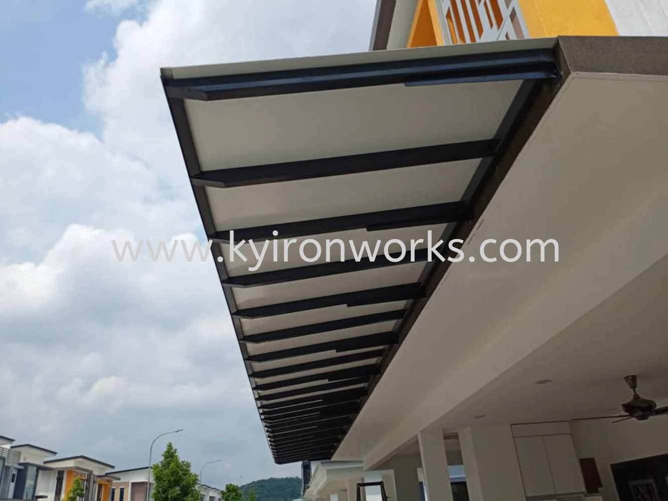 Mild Steel Aluminium Composite Panel (ACP 4mm)Pergola Roof Awning -Frame Ms 1 1/2x3(1.6) ,MS 1 1/2x 1 1/2(1.2)Hollow,Ms 1 1/2x 1/8 Flat bar with Flat Bar Bracket 