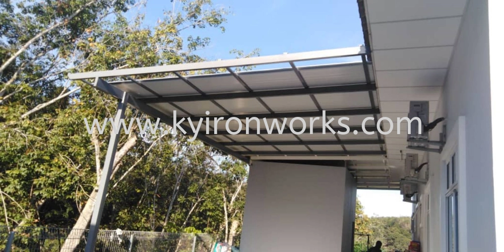 Mild Steel G28(0.35mm)Metal Deck PU Metal Awning- Frame Ms 1 1/2x3(1.6),Ms 1 1/2x 1 1/2(1.2)Hollow ,Bean Ms 2x6(2.3)Hollow ,Pillar Ms 4x4(1.6)Hollow 