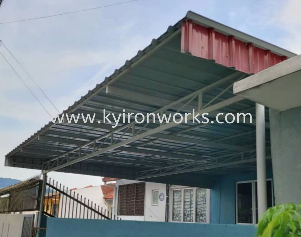 Mild Steel G28(0.35mm)Metal Deck Awning- Frame & Bean Ms 1 1/2x3(1.6),Ms 1X1(1.0)Hollow ,Pillar Ms 2 Inchi Round Hollow 