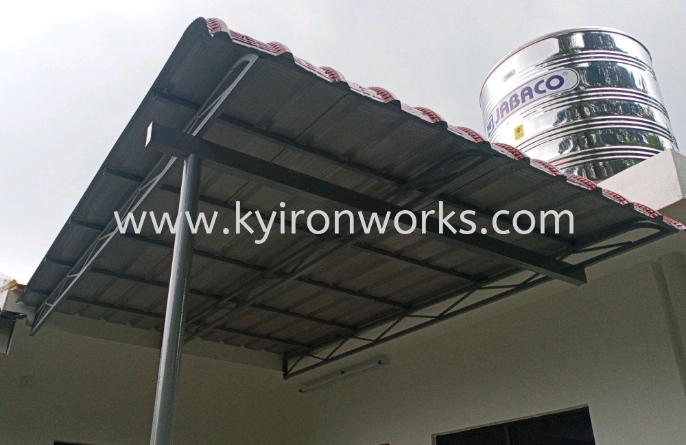 Mild Steel G28(0.35mm)Metal Deck Awning- Frame Ms 1x1(1.0),Ms 1/2x1/2(1.0)Hollow ,Bean Ms 2x4(1.6)Hollow ,Pillar Ms 2 Inchi Round Hollow 