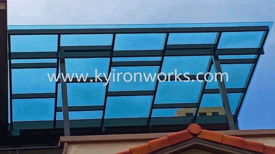 Mild Steel Laminate Glass(10mm)Awning-Frame Ms 2x4(1.9)Hollow,Bean Ms 2x5(2.3mm),Pillar Ms 4x4(1.9) Hollow