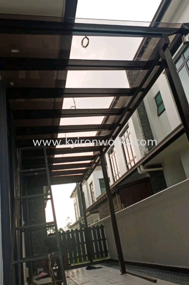 Mild Steel Laminate Glass Roof(10mm)Awning -Frame Ms 2x4(1.9)Hollow ,Bean 2x5(2.3)Hollow ,Pillar Ms 4x4(1.9)Hollow