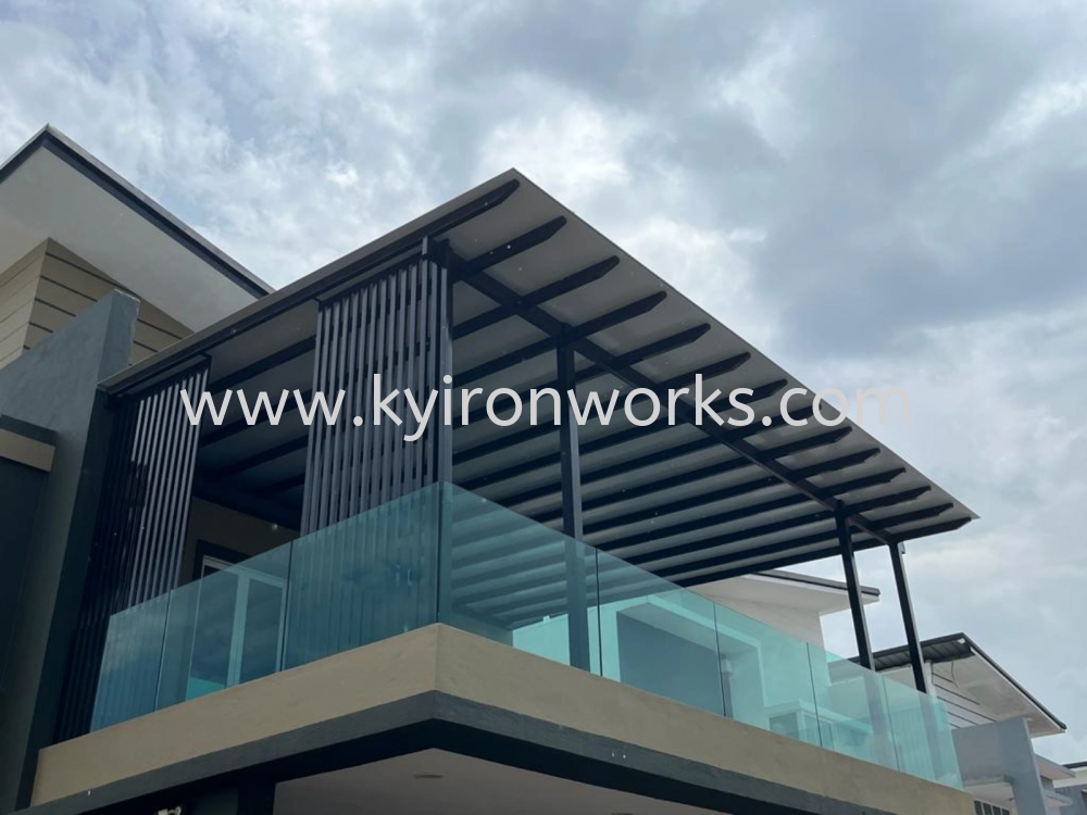 Mild Steel Aluminium Composite Panel (ACP 4mm)Pergola Roof Awning -Frame Ms 1 1/2x3(1.6) or Ms 2x4(1.6) Hollow ,Bean Ms 2x5(1.9))Hollow,Pillar Ms 4x4(1.9)Hollow 