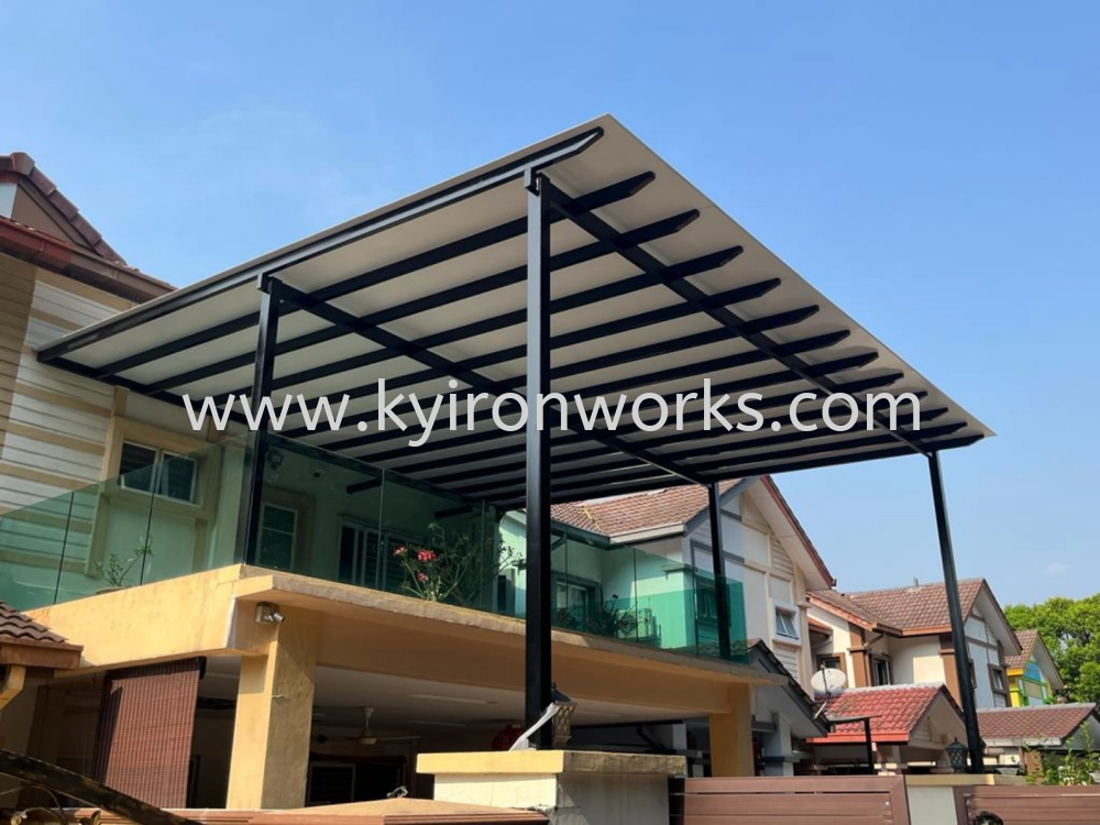Mild Steel Aluminium Composite Panel (ACP 4mm)Pergola Roof Awning -Frame Ms 1 1/2x3(1.6) or Ms 2x4(1.6) Hollow ,Bean Ms 2x5(1.9))Hollow,Pillar Ms 4x4(1.9)Hollow 