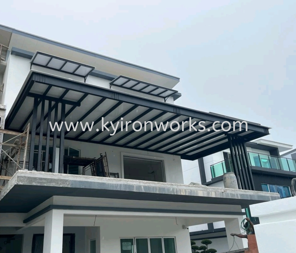 Mild Steel Aluminium Composite Panel (ACP 4mm)Pergola Roof Awning -Frame Ms 1 1/2x3(1.6) or Ms 2x4(1.6) Hollow ,Bean Ms 2x5(1.9)Hollow,Pillar Ms 4x4(1.9)Hollow & Ms Metal Plate