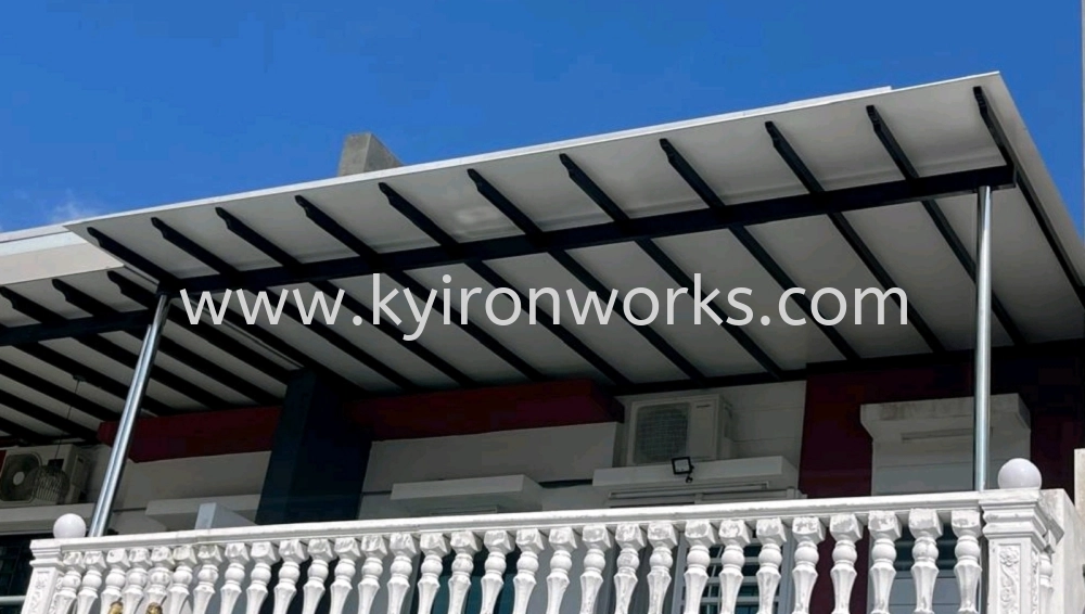 Mild Steel Aluminium Composite Panel (ACP 4mm)Pergola Roof Awning -Frame Ms 1 1/2x3(1.6) or Ms 2x4(1.6) Hollow ,Bean Ms 2x5(1.9)Hollow,Pillar S. Steel 