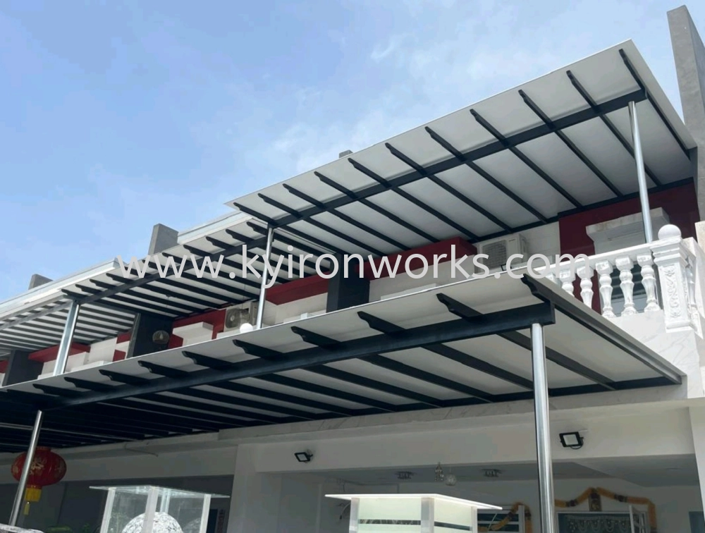 Mild Steel Aluminium Composite Panel (ACP 4mm)Pergola Roof Awning -Frame Ms 1 1/2x3(1.6) or Ms 2x4(1.6) Hollow ,Bean Ms 2x5(1.9)Hollow,Pillar S. S Hollow