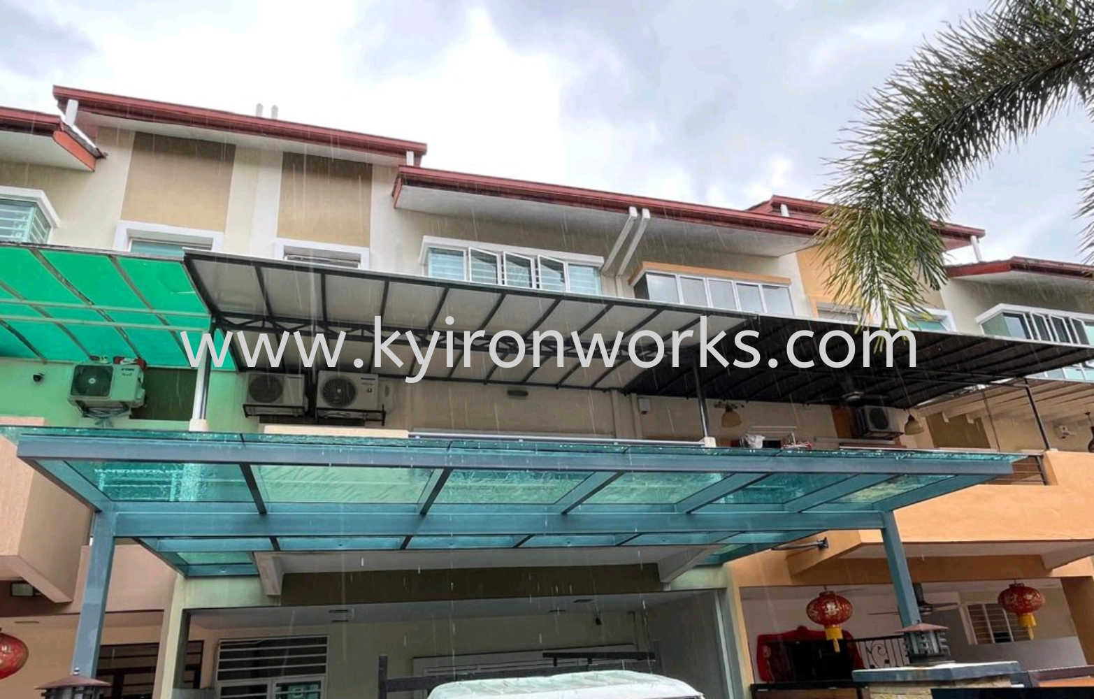 Mild Steel Laminate Glass(10mm) Roof Awning -Frame Ms 2x4(1.9)Hollow ,Bean IBean ,Pillar Ms 4x4(1.9)Hollow