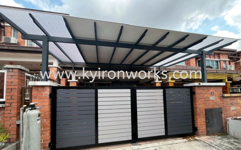 Mild Steel Polycarbonate Clear Colour(3mm-Solid) mix Acp Sheet Pergola Roof Awning -Frame Ms 1 1/2x3(1.6) or Ms 2x4(1.6) Hollow ,Bean Ms 2x5(1.9)Hollow, Pillar Ms 4x4(1.9)Hollow