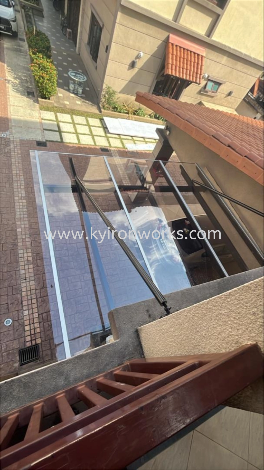  Mild Steel Polycarbonate Clear Colour(3mm-Solid)Pergola Roof Awning -Frame Ms 1 1/2x3(1.6) or Ms 2x4(1.6) Hollow ,Bean Ms 2x5(1.9)Hollow, Pillar Ms 2 inchi Round steel