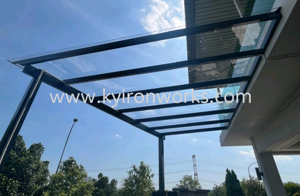 Mild Steel Polycarbonate Solid (Clear Serials 4.5mm-Clear Color) Pergola Roof Awning - Frame Ms 1 1/2x3 / 2x4(1.6mm) Hollow , Bean 2x5(1.9/2.3mm) Hollow, Pillar 4x4(1.9)Hollow