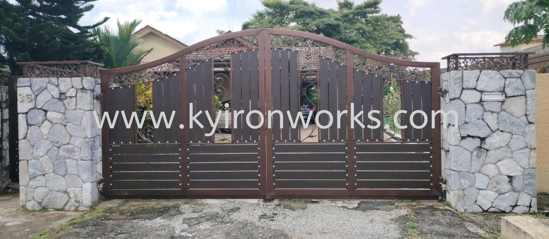 Wrought Iron Aluminium Panel Main Gate