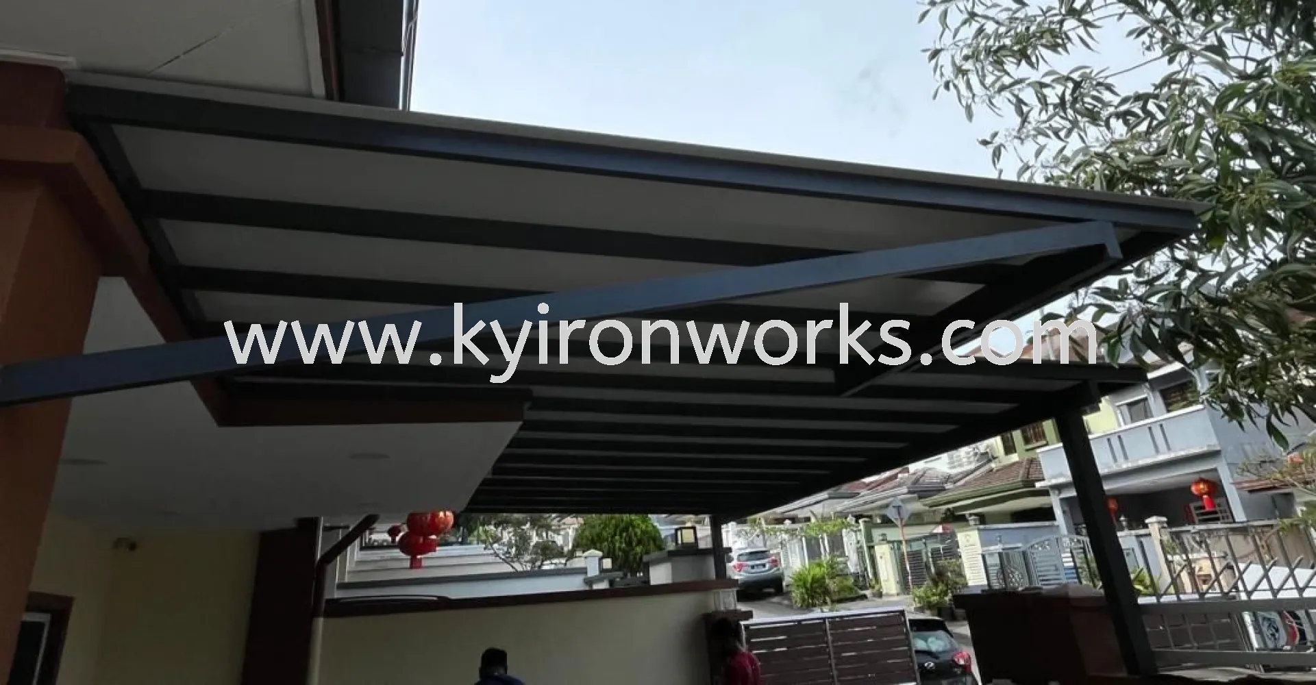 Mild Steel Aluminium Composite Panel (ACP 4mm) Pergola Roof Awning - Frame Ms 1 1/2x3 / 2x4(1.6mm) Hollow, Bean Ms 2x5(1.9/2.3mm) Hollow,Pillar 4x4(1.9mm)Hollow