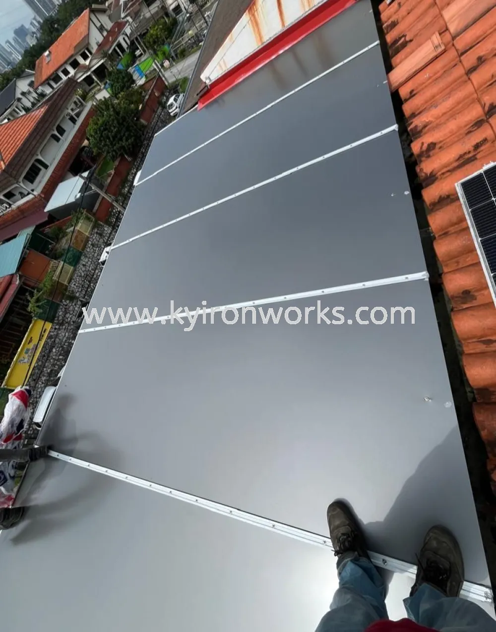 Mild Steel Aluminium Composite Panel (ACP 4mm) Pergola Roof Awning - Frame Ms 1 1/2x3 / 2x4(1.6mm) Hollow, Bean Ms 2x5(1.9/2.3mm) Hollow,Pillar 4x4(1.9mm)Hollow